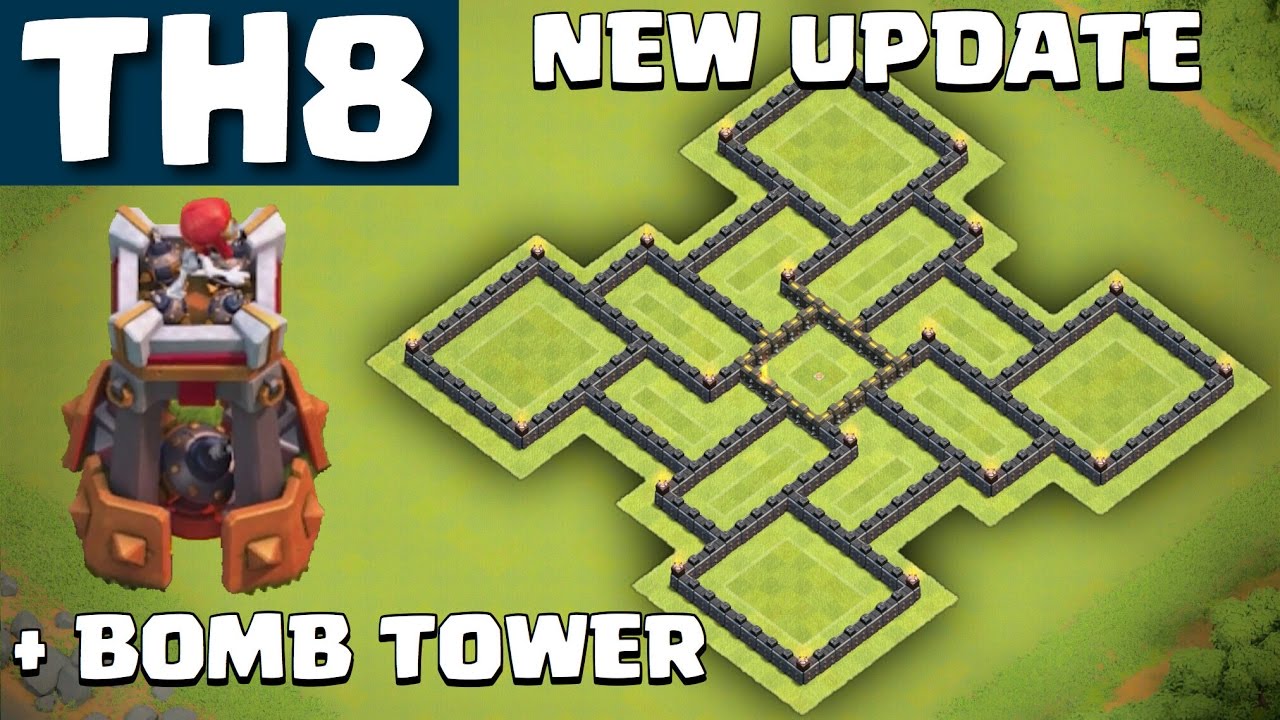 NEW TH8 Farming base WITH BOMB TOWER UPDATE - Clash of Clans