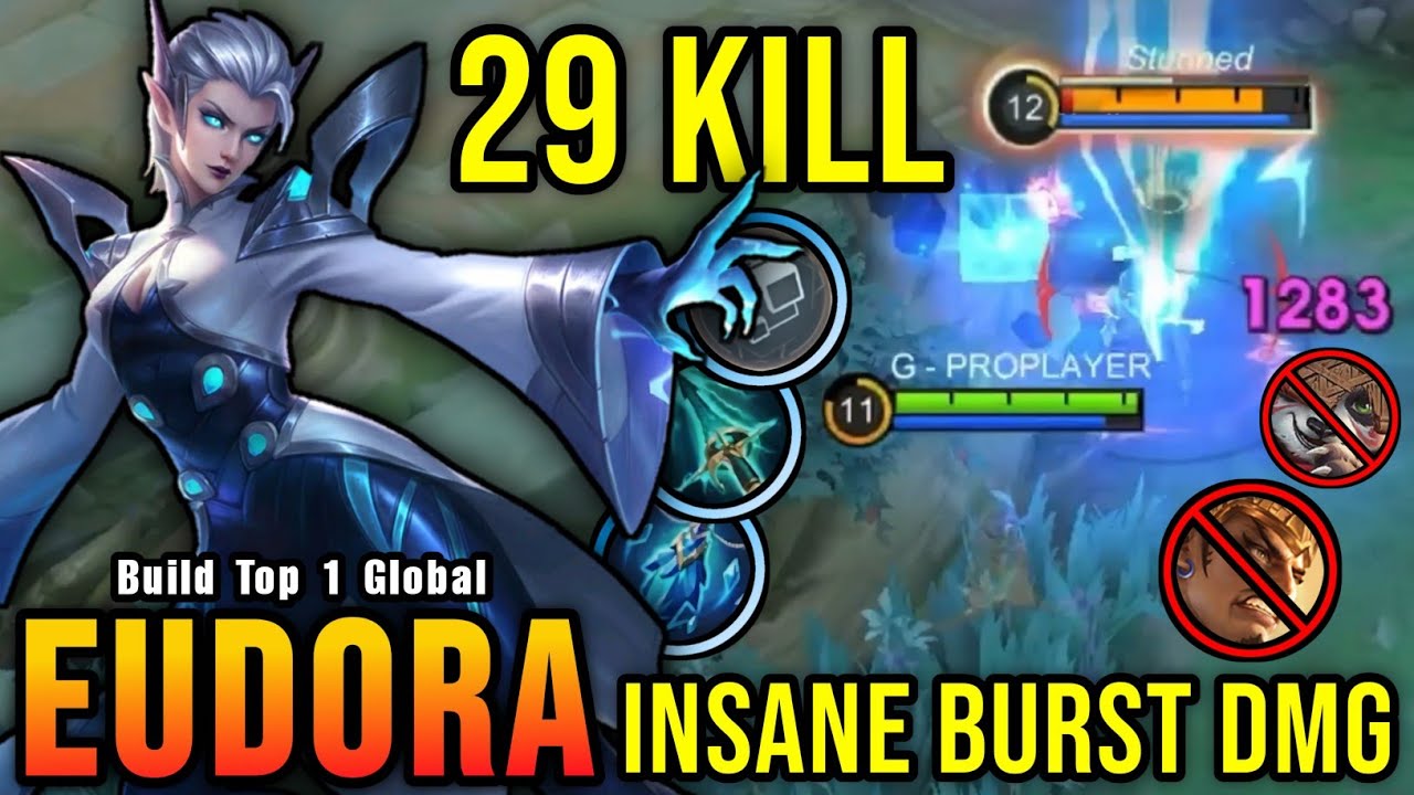 29 Kills!! Eudora Insane Burst Damage 100% Broken!! - Build Top 1 Global Eudora ~ MLBB
