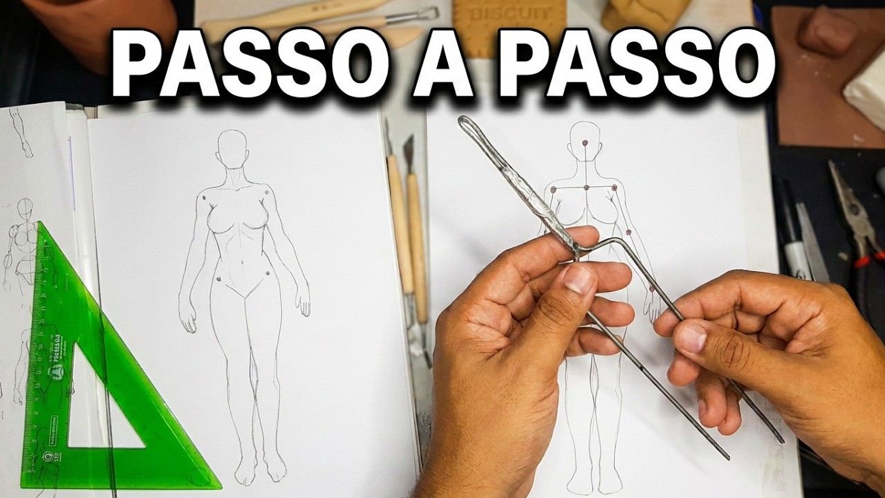 Como fazer esqueleto Feminino | Estrutura de arame galvanizado | Esculturas em biscuit (Sculpture)