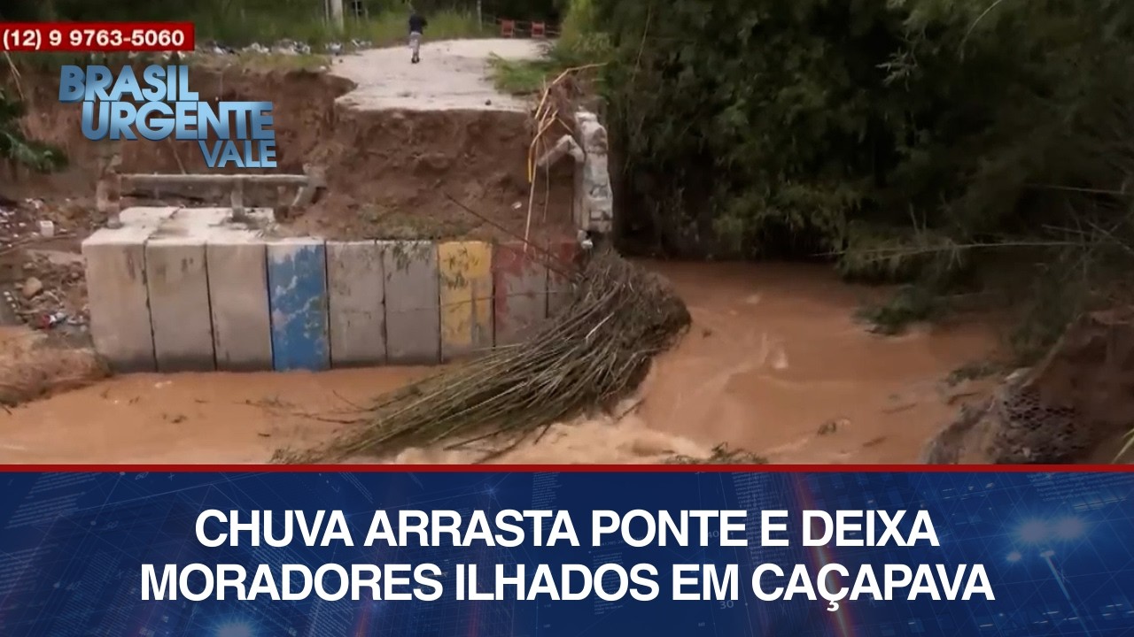 Chuva em Caçapava arrasta ponte e deixa moradores ilhados | BRASIL URGENTE VALE