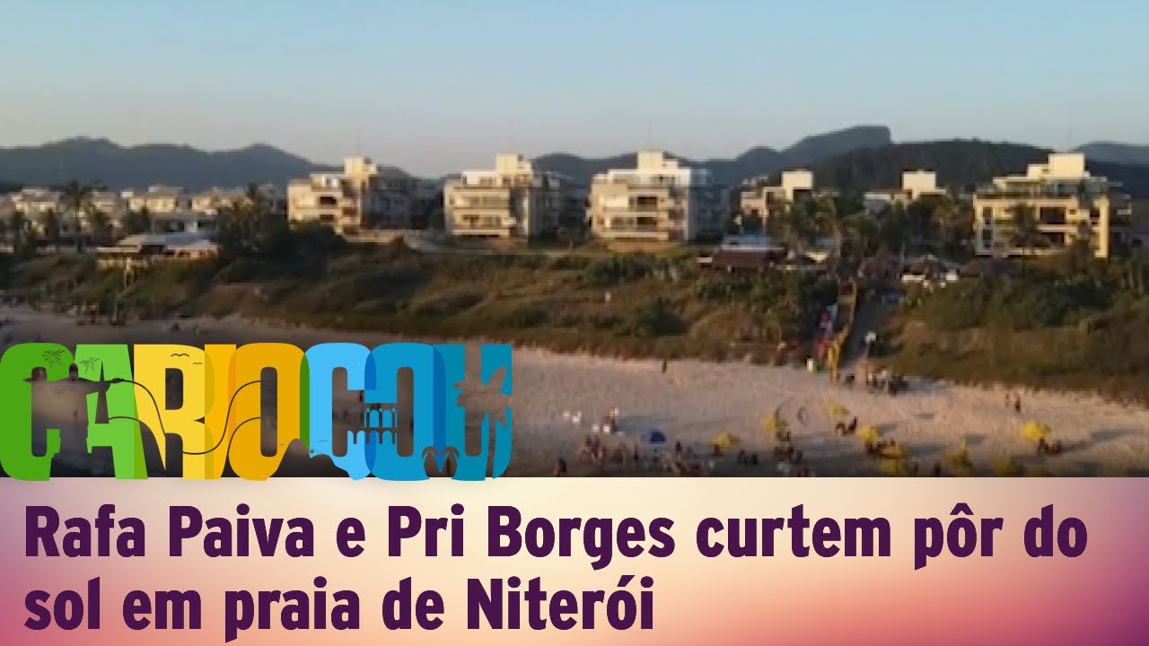 Rafa Paiva e Pri Borges curtem pôr do sol em praia de Niterói