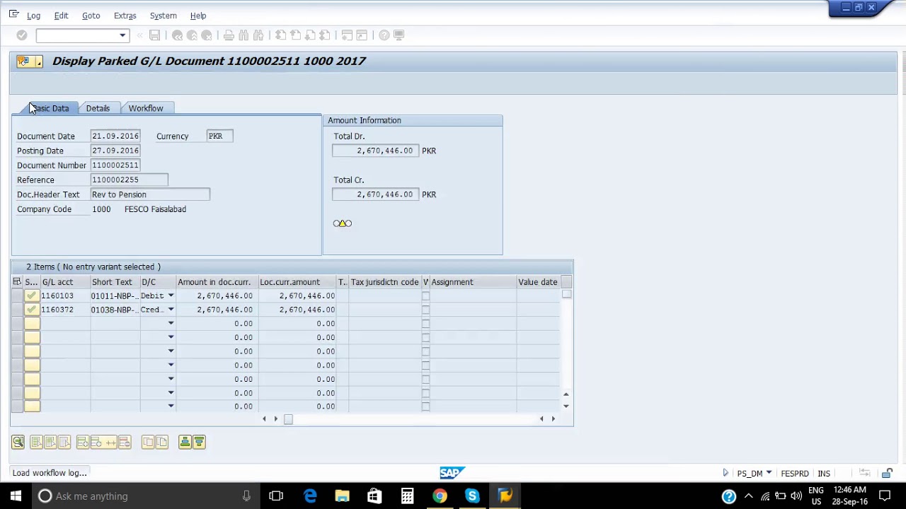SAP: How to view workflow of parked document