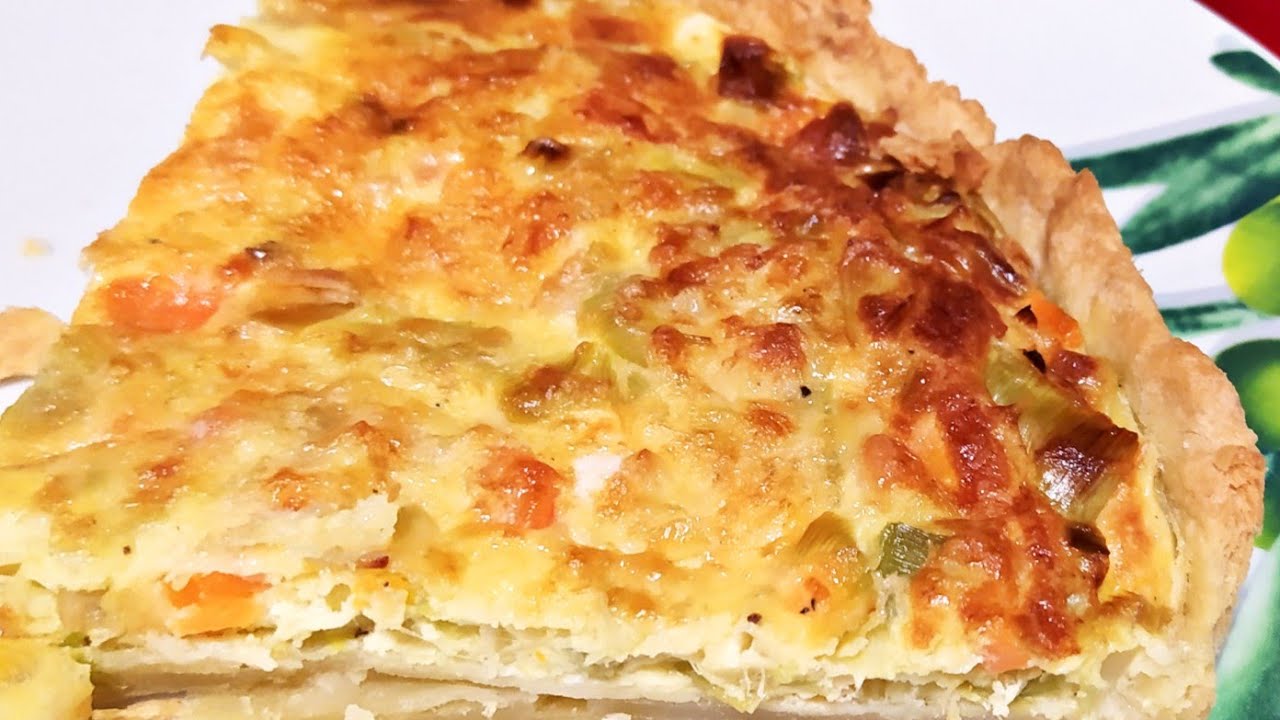 Quiche de puerro y zanahoria con deliciosa masa casera, muy fácil