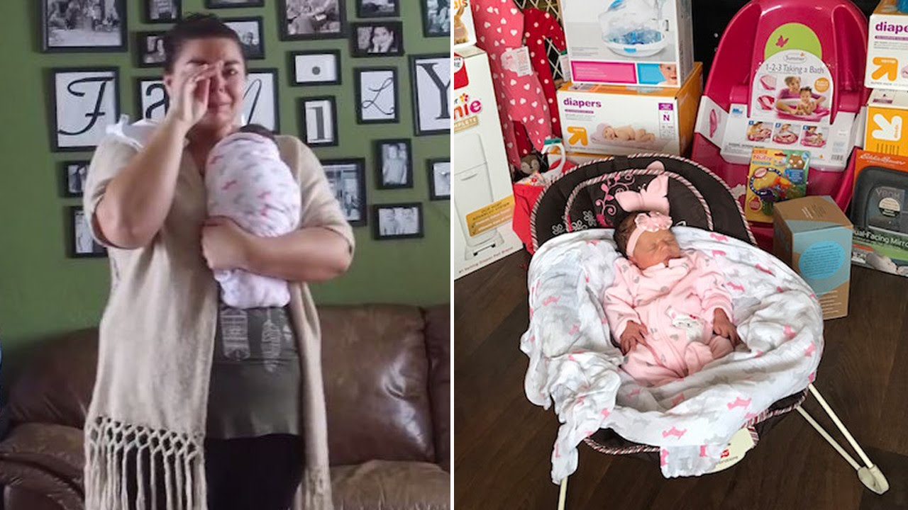 Mom Cries Tears Of Joy As Secret Santa Surprises Her With Gifts For Adopted Baby