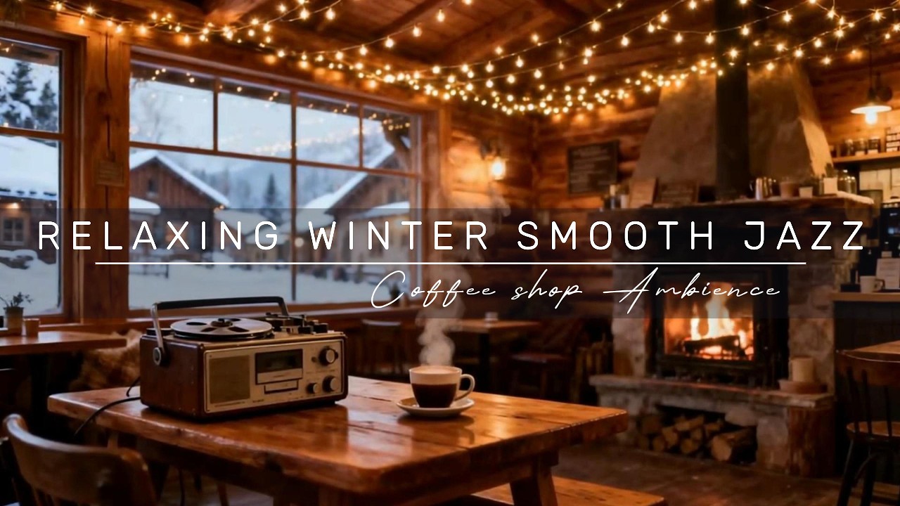 Cozy Winter Jazz: Relaxing Coffee Shop Ambience by the Fireplace ❄️☕🎷