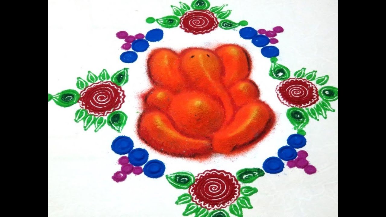 3-D Ganesh Rangoli - Ganesh Chaturthi special Rangoli - Easy Rangoli - Created By Latest Rangoli