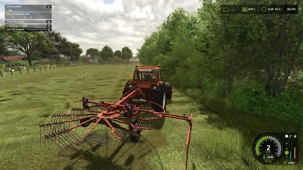 Gras op zwad harken