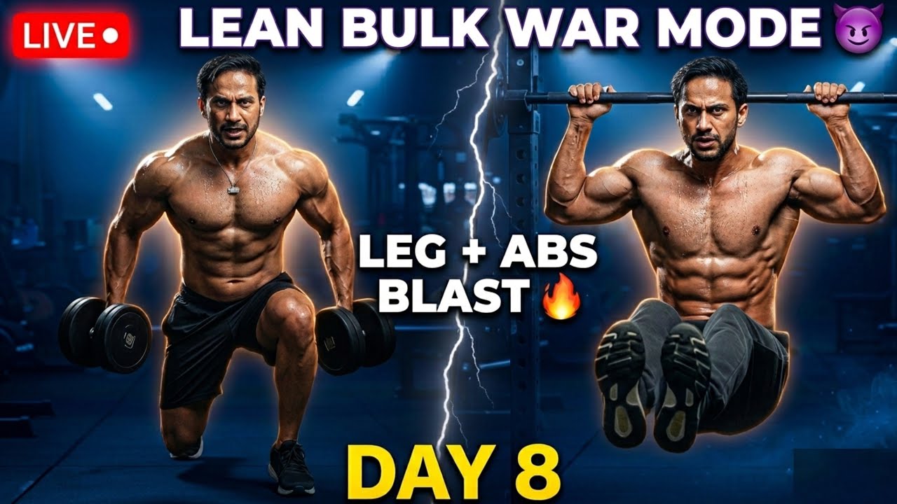 🔴 Building Size Without Fat 😤 | Lean Bulk Leg + Abs LIVE 🔥