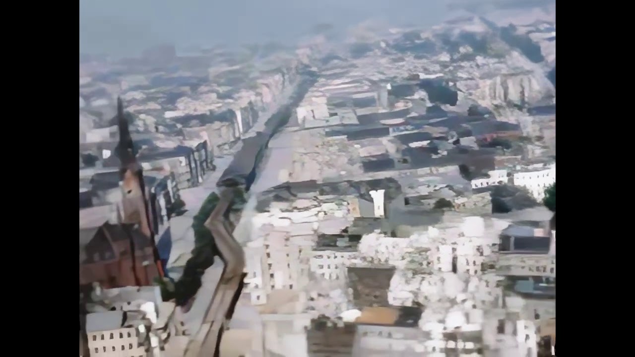 Berlin after WWII in Color, Part-1: Flying over War-damaged Berlin in 1946 [AI enhanced, experiment]