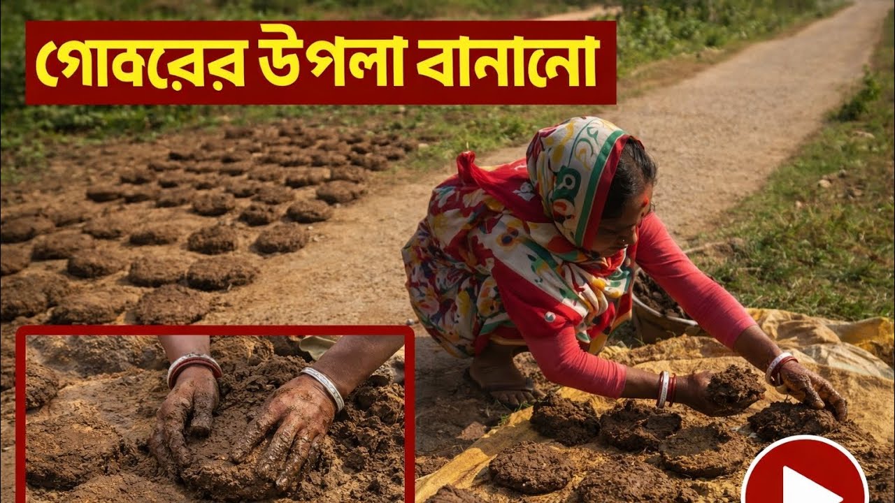 গোবরের উপলা বানানোর ভিডিও 