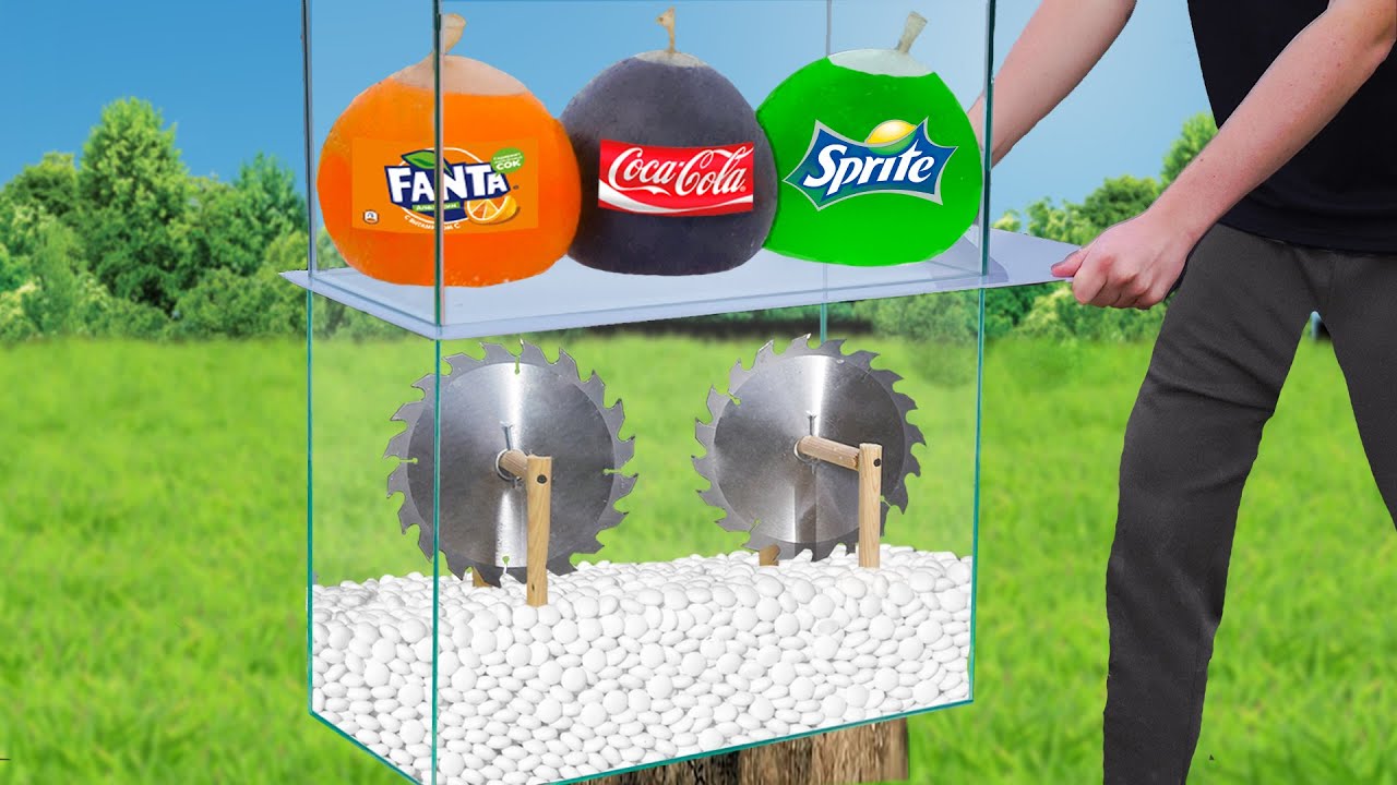 Experiment: Giant Balloons of Coca Cola & Fanta & Sprite VS Mentos