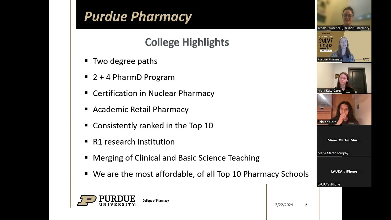 Purdue Pharmacy Zoom Meeting Feb  22, 2024