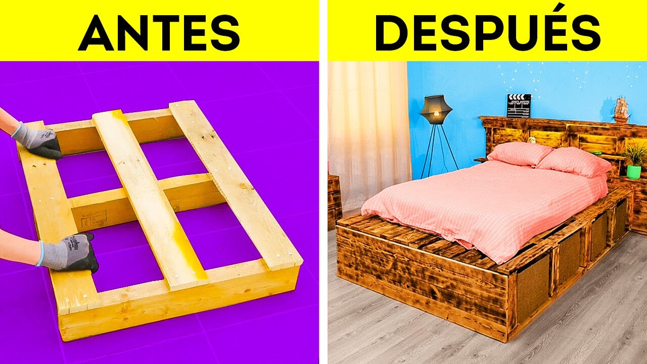 MADERA DE PALET TRANSFORMADA EN UNA GRAN CAMA ECSOLÓGOCA || ASOMBROSAS IDEAS CON PALETS