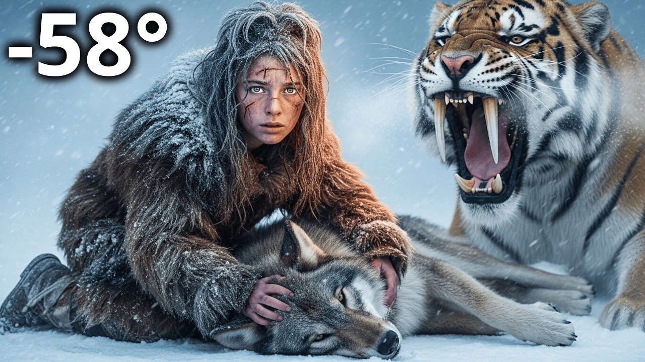 Life a million years ago: A girl saved a wolf from a tiger and they survived.