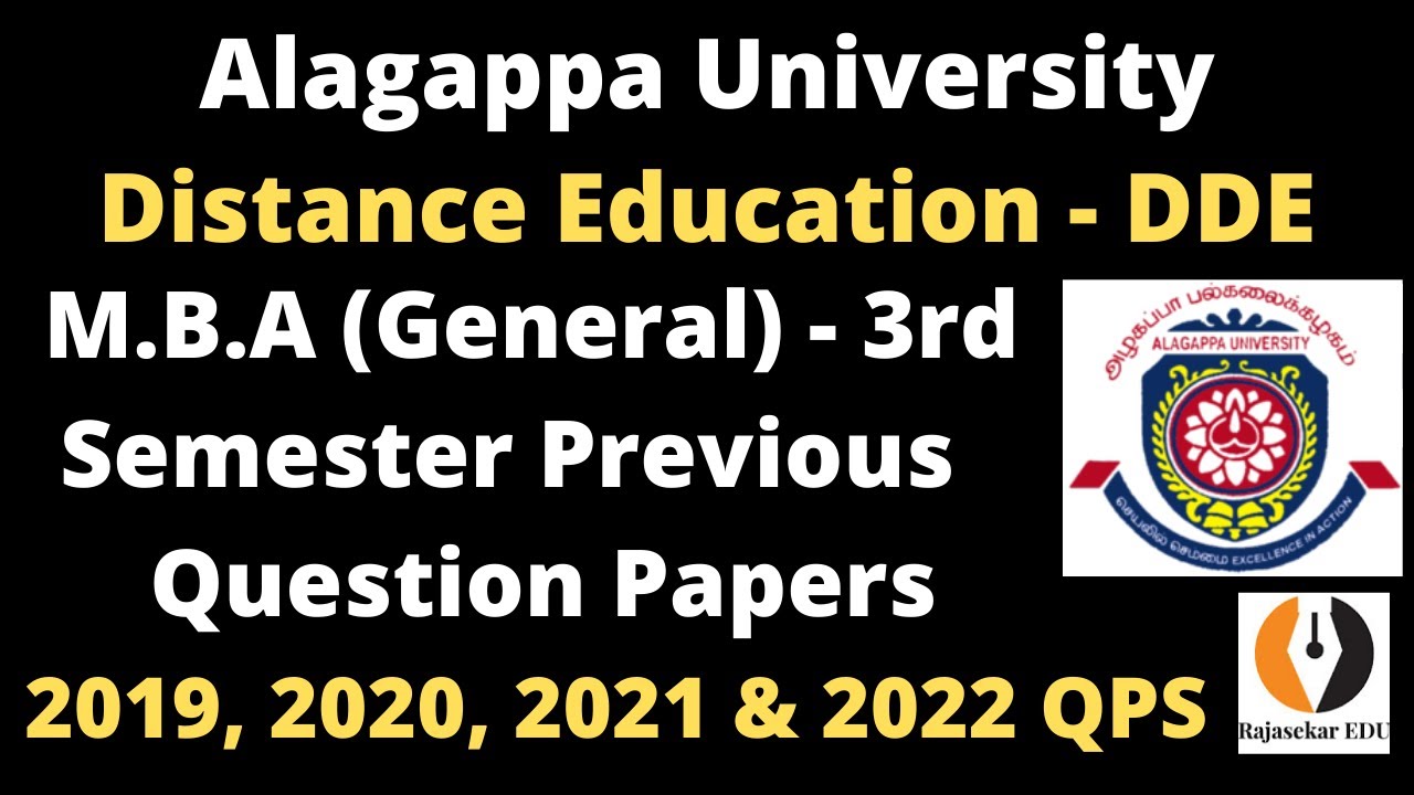 Alagappa University| Distance-DDE|M.B.A (General)| 2019,2020,2021& 2022 Question Papers|3rd Semester
