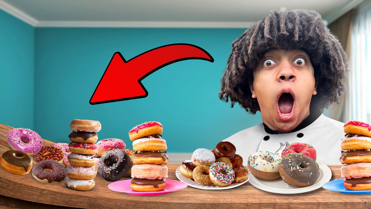 اكلت اكبر كمية دوناتس في العالم ! 😳 | الخسران ياكل حلزوون 🐌😨