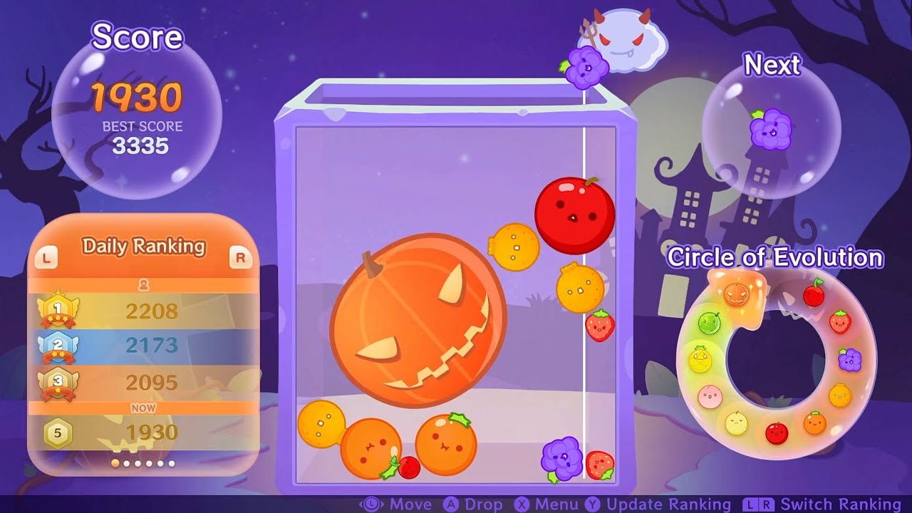 Suika Game (Watermelon Game) - Halloween Theme Gameplay + English Text [Switch]