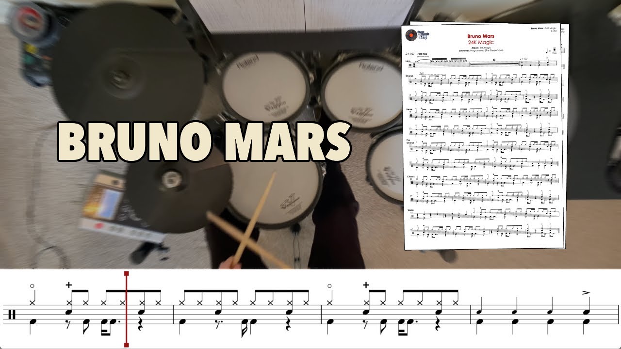 Bruno Mars - 24K Magic - Transcription Available - Drum Cover by Chef Cook