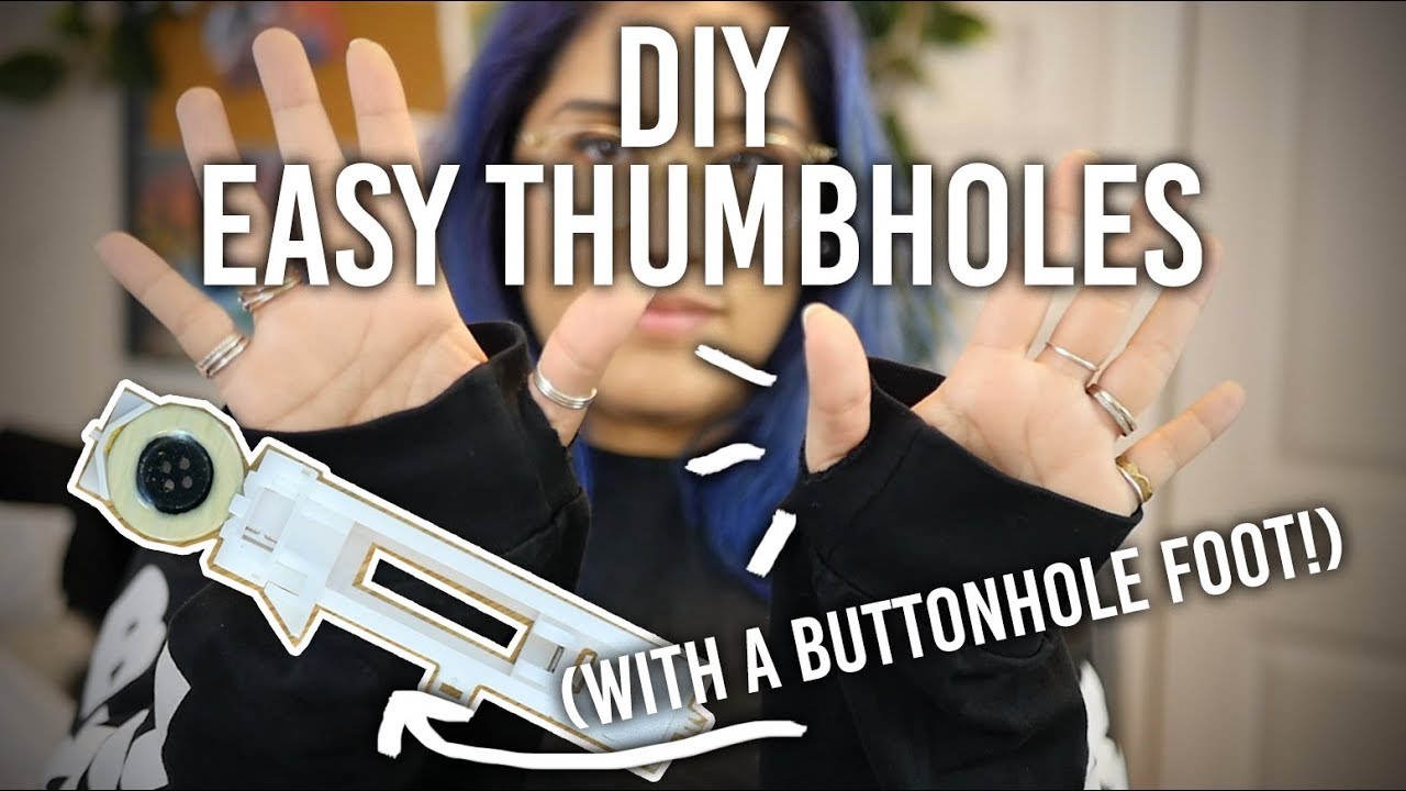 How to Use a Buttonhole Foot to Make Easy Thumbholes in Sweater - DIY
