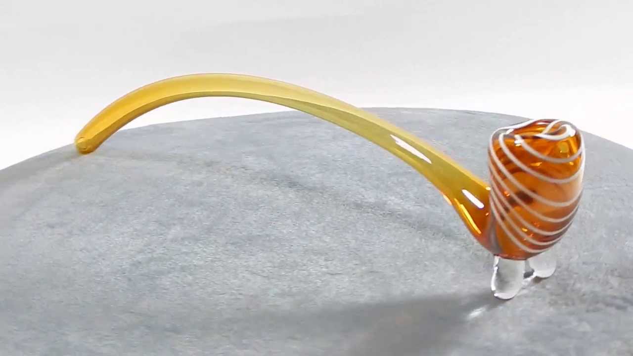Gandalf Glass Pipe   Amber With White Stripes