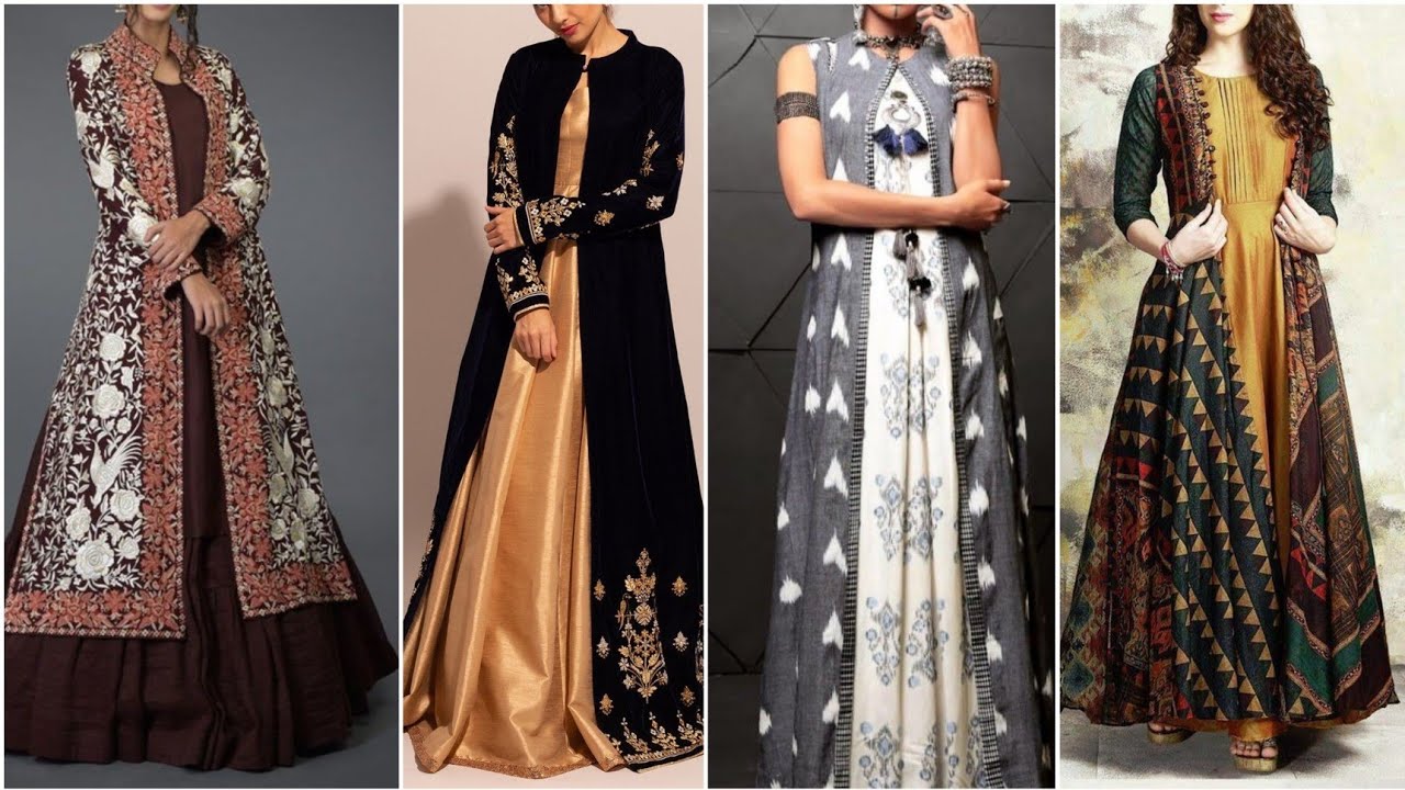 Beautiful kurti and gown with long jacket designs 