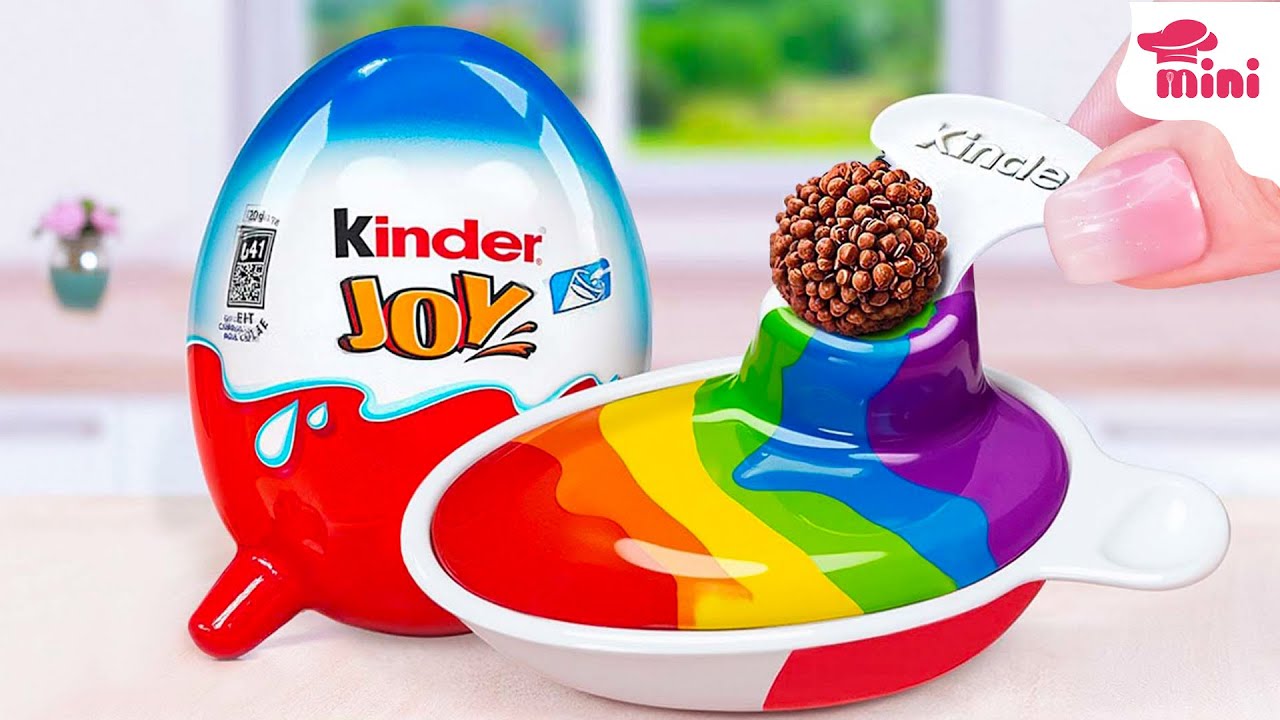 🍫 Magical Miniature Rainbow Kinder Joy Dessert Recipe | Mini Bakery