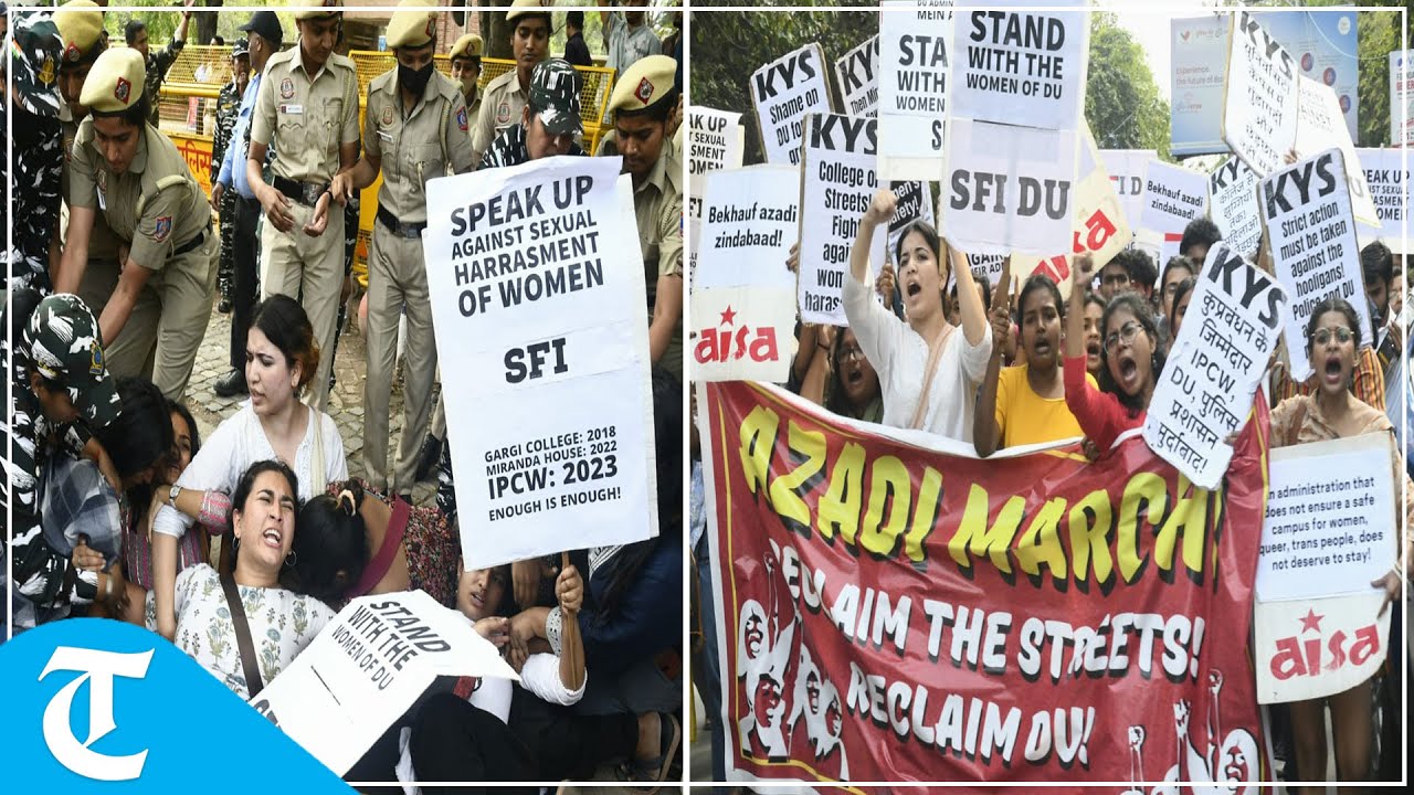DU students stage protest at Arts Faculty after alleged harassment in IP College for Women
