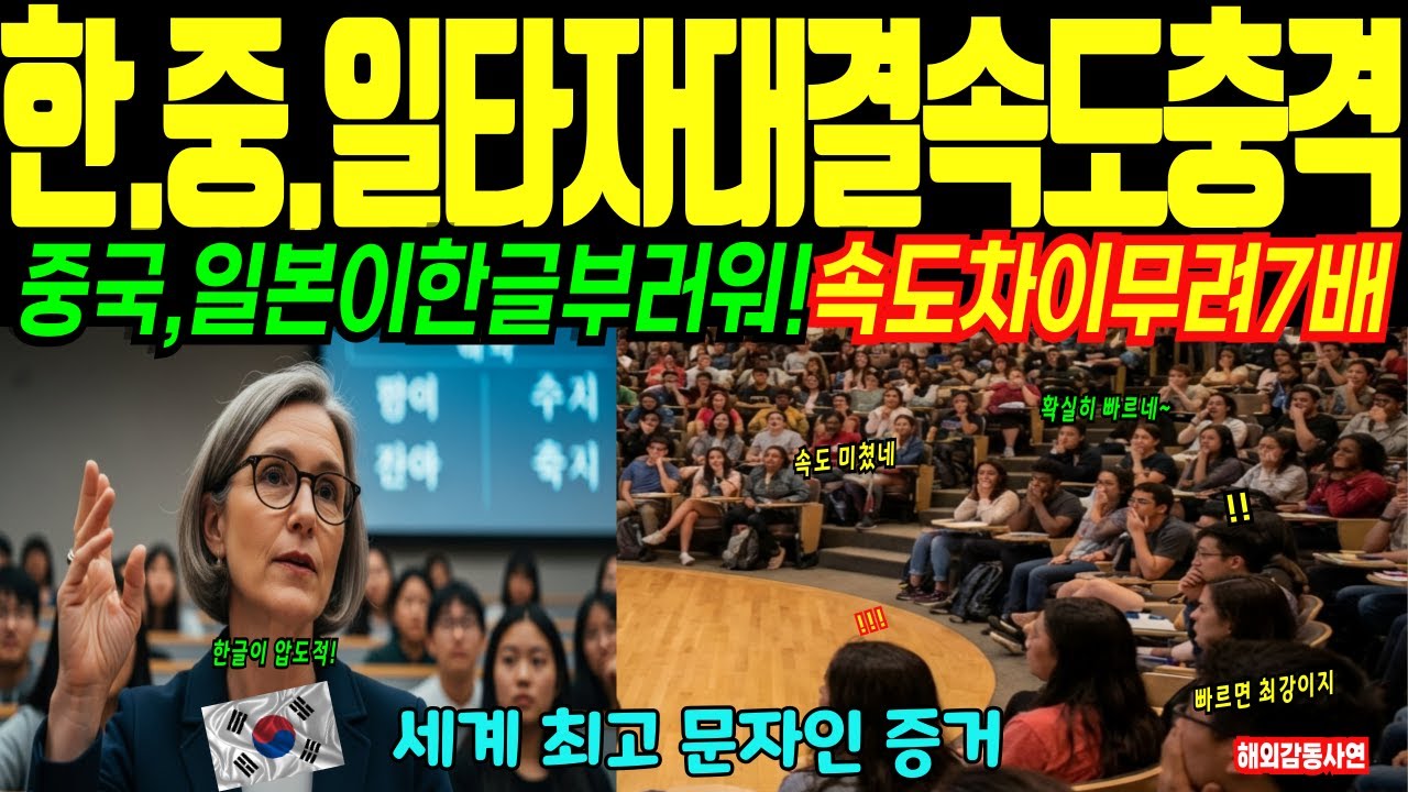 [해외감동사연]MIT 언어학 교수가 한글 연구 후 평생 이론을 철회한 이유, 한중일 타자 대결의 충격적 결과