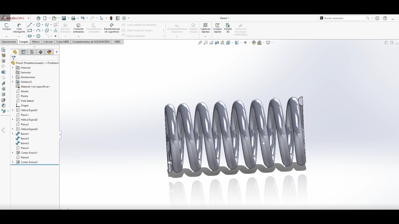 Resorte de bases planas en SolidWorks