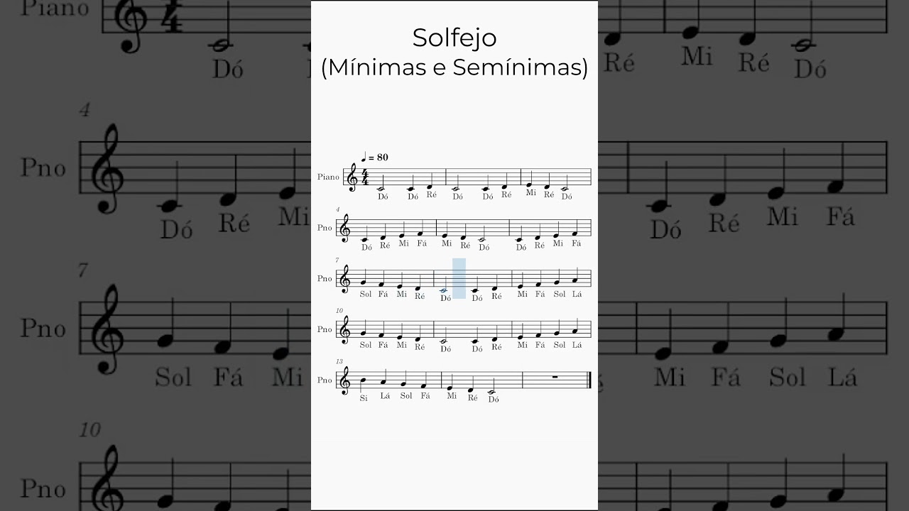 Solfejo de M&iacute;nimas e Sem&iacute;nimas Exerc&iacute;cio 7 #partitura #musica #tutorial #exercise #practice