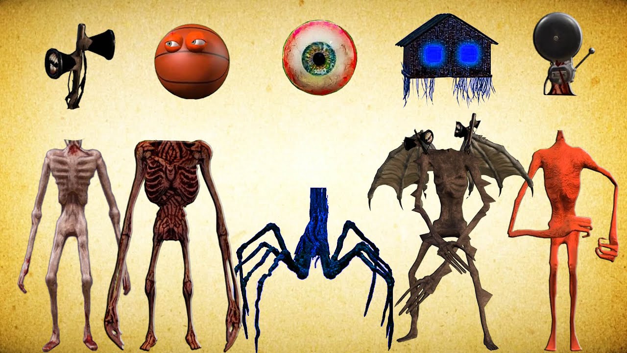 WRONG HEADS SIREN HEAD DEMON, SIREN HEAD BASKETBALL, SIREN HEAD EYEBALL, HOUSE HEAD, BELLRINGER