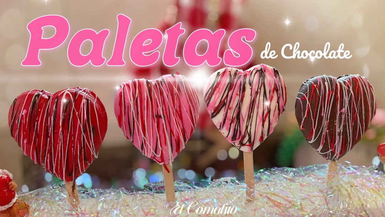 C&oacute;mo hacer paletas de chocolate en forma de coraz&oacute;n rellenas de bomb&oacute;n 💕😋💘💝🍫