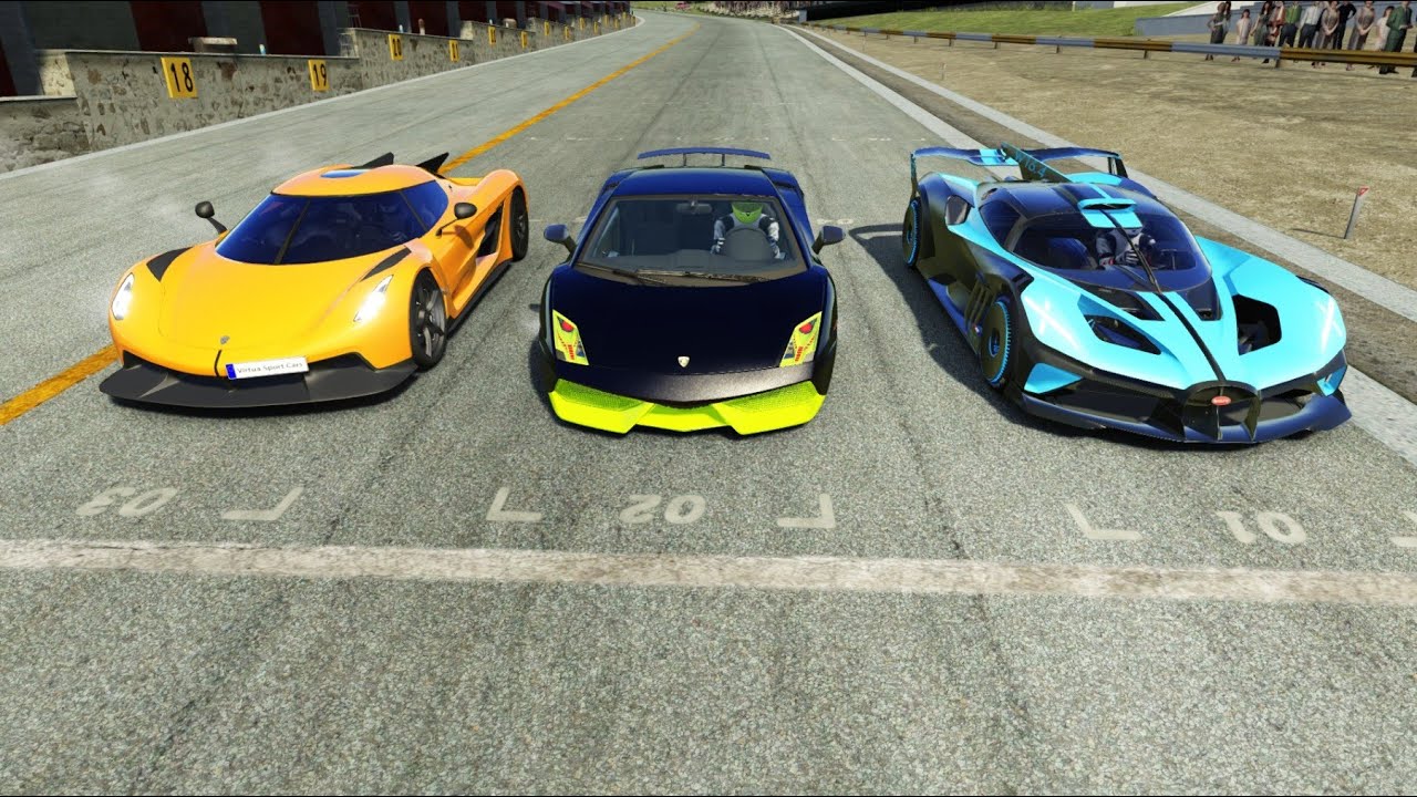 Lamborghini Gallardo LP-7777 SL Quad Turbo vs Koenigsegg Jesko vs Bugatti Bolide at Old Spa