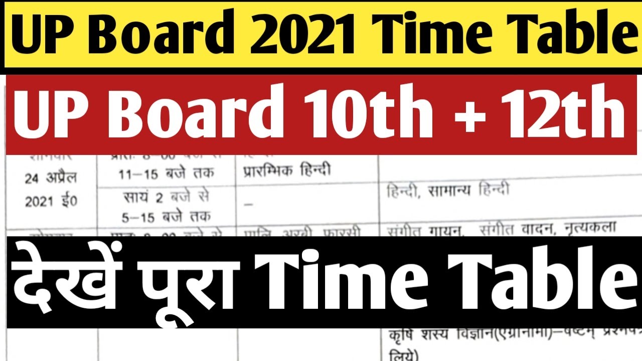 UP Board Exam Date 2021 | UP Board 10th Exam Time Table 2021 | UP Board 12th Exam Time Table 2021