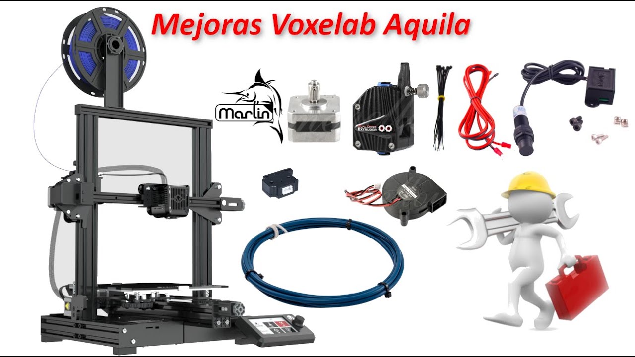 Mejoras Voxelab Aquila, Autolev, Extrusor Directo, Sensor Filamento, Doble Engranaje y más...