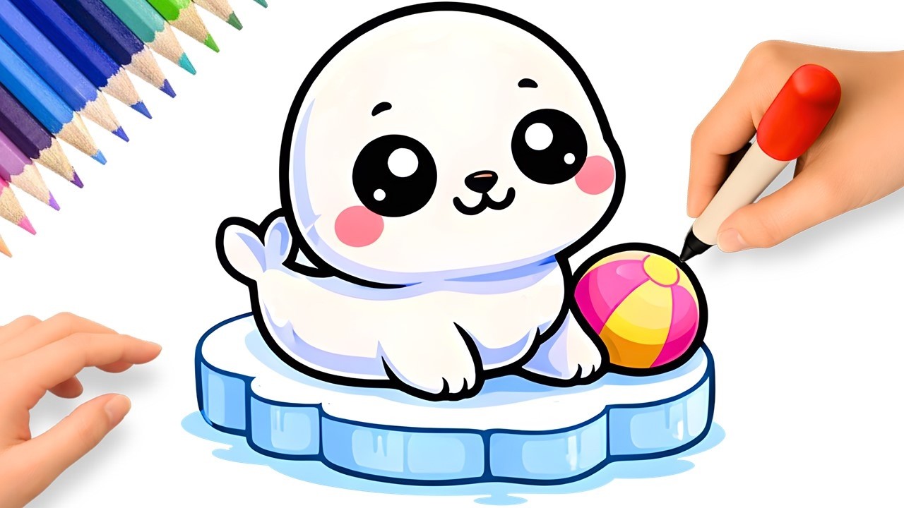 HOW TO DRAW A CUTE SEAL EASY STEP BY STEP 💙