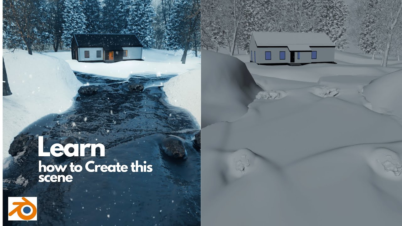 Learn How to Create Snow and River water  |BLENDER|