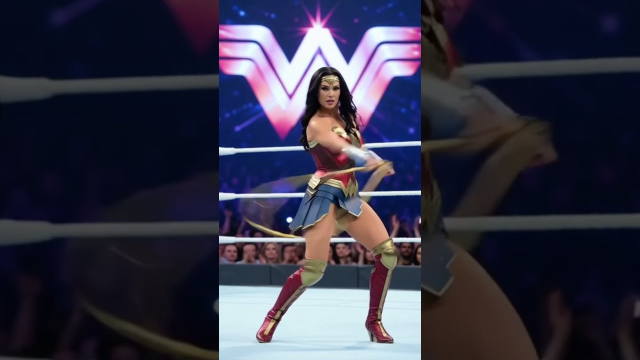 Wonder Women in the WWE Ring showing her moves #wwe #wonderwoman #hotscene #wrestling