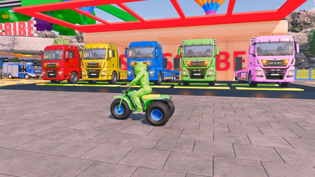 Transporting With Colors - MAN TRUCKS  Carrying THREE POLICE CAR, AMBULANCE AND FIRE TRUCK #55 - FS2