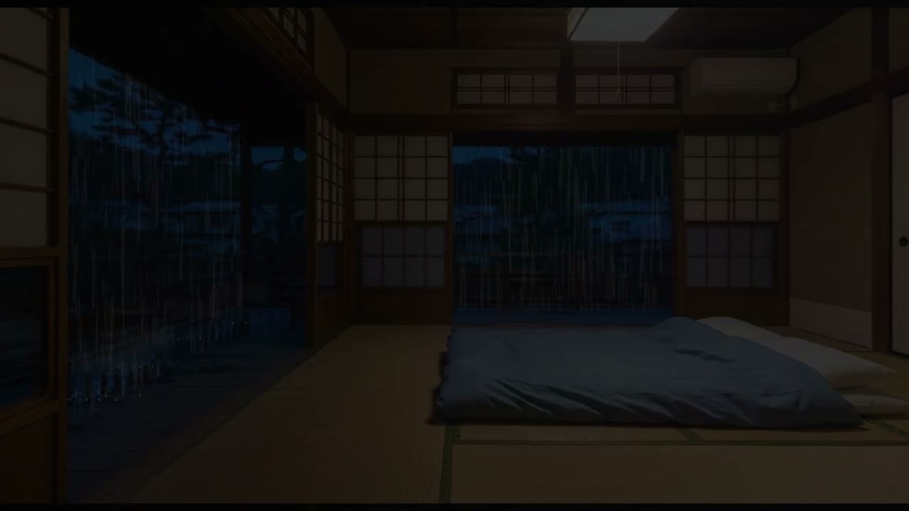 Rainfall in a Dark Bedroom (No Ads) | Deep Sleep Rain & Night Relaxation