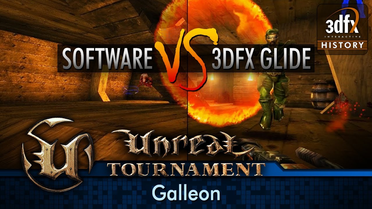 3dfx Voodoo 5 6000 AGP - Unreal Tournament -  Deathmatch - Galleon (Software vs. Glide)
