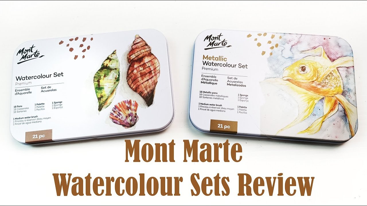 Mont Marte Signature Watercolour Paints in Cute Tins! Regular and Metallic Sets Review.