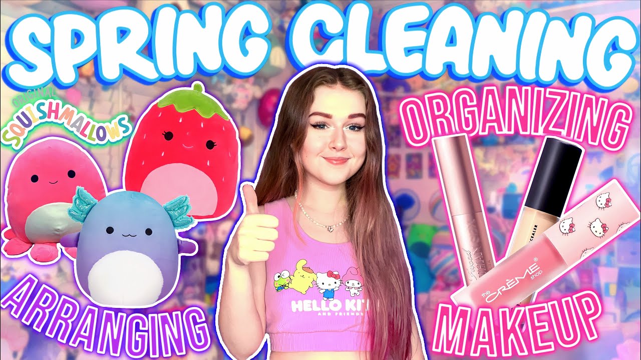 SPRING CLEAN WITH ME! PRODUCTIVE DAY IN MY LIFE! Organizing Squishmallows, vanity, & gaming set up!