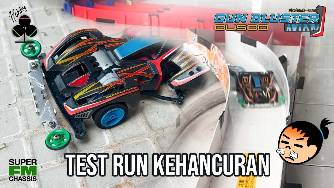 [ミニ四駆] Test Run Gun Bluster Cusco Chasis Super FM Spec Tamiya,  Kacau Banget! [ENG Sub]