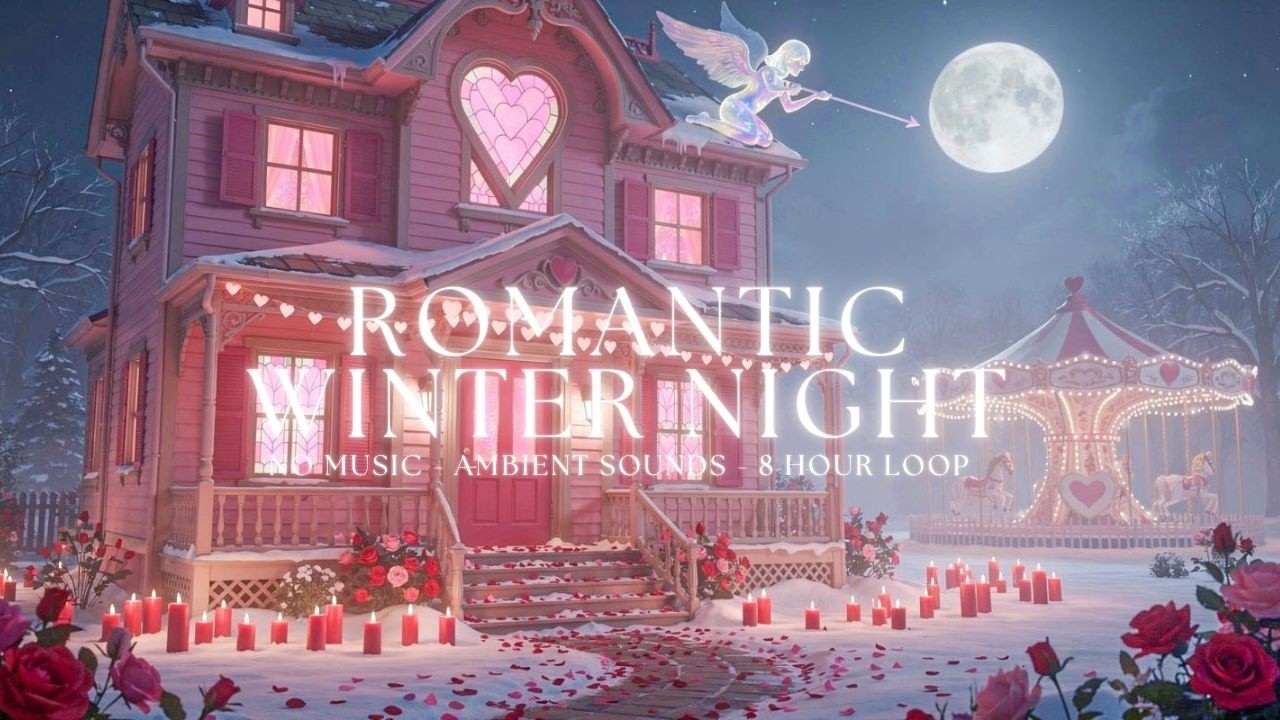 Romantic Pink Victorian House Ambience 🏠💗 | Cozy Candlelit Snowy Night ❄️🕯️