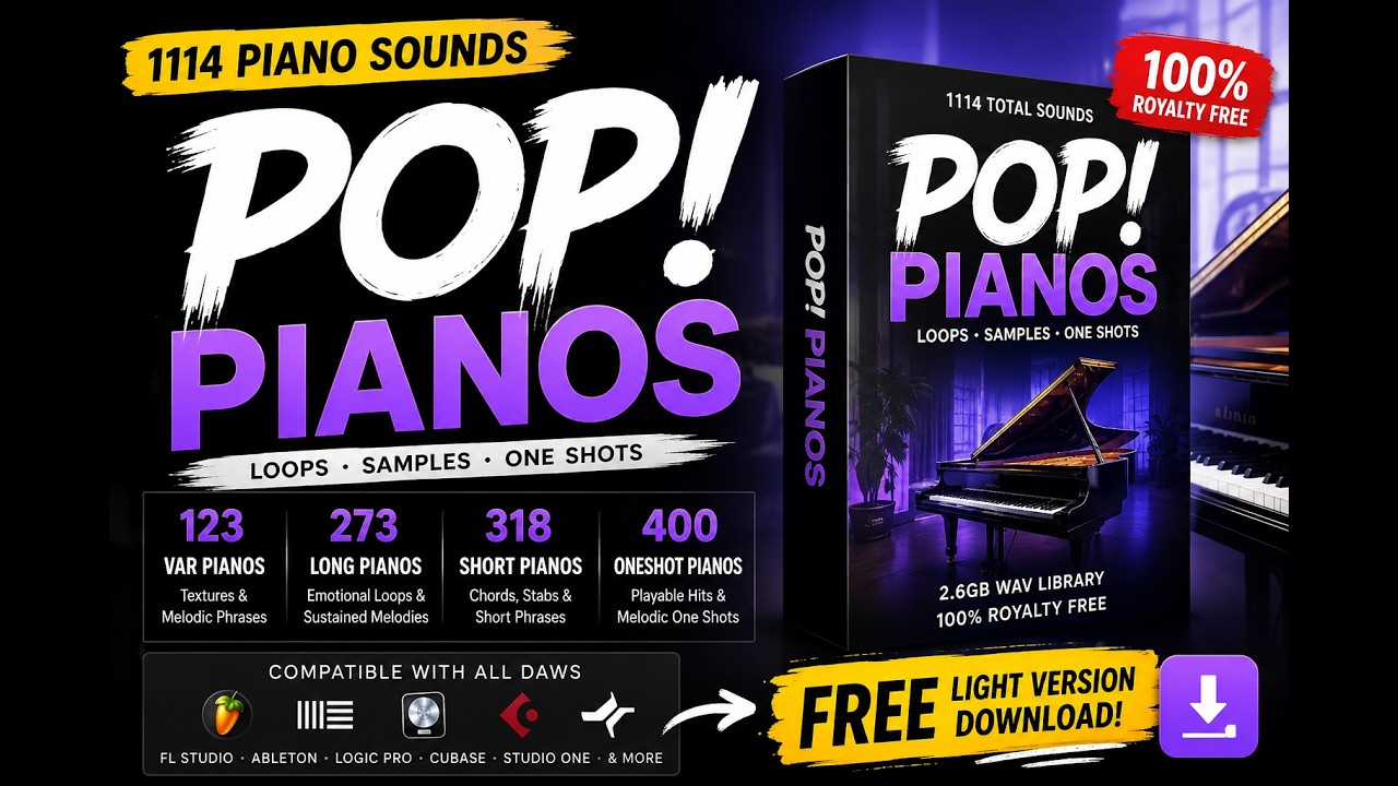POP! Pianos Sample Pack &ndash; 1114 Piano Loops, One Shots + FREE Light Version