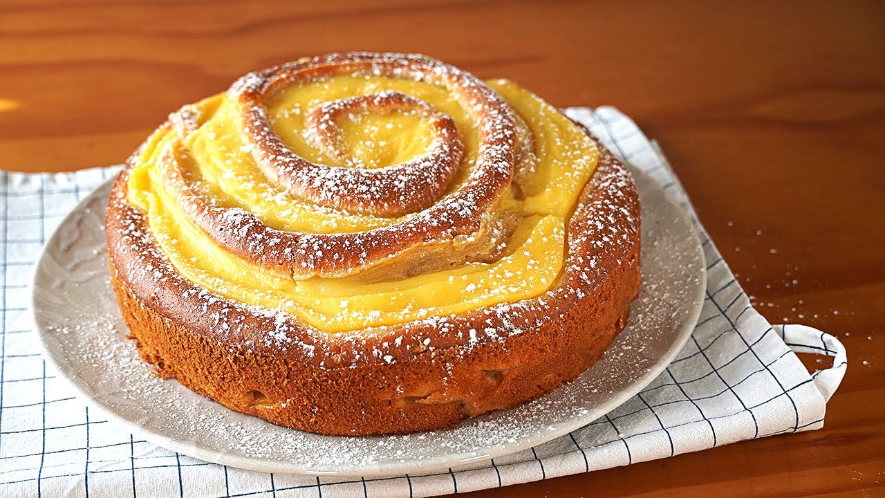 TARTA DE MANZANA de la abuela. Tarta con crema pastelera muy jugosa y cremosa. Receta FÁCIL