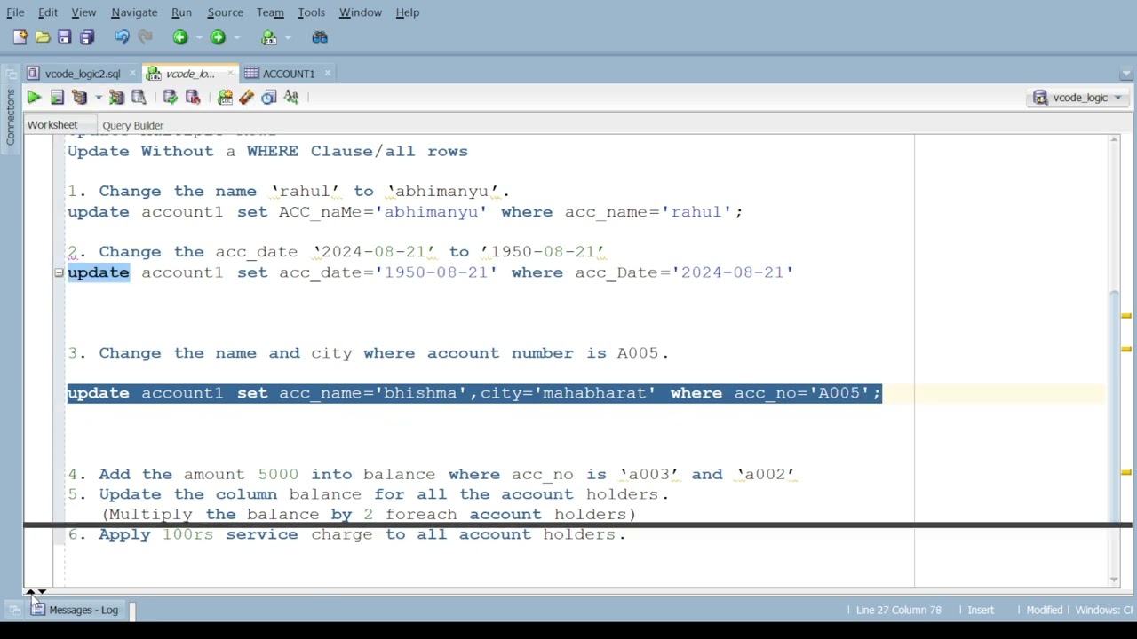 UPDATE Query in Oracle | How to write update query in oracle | Update table in oracle