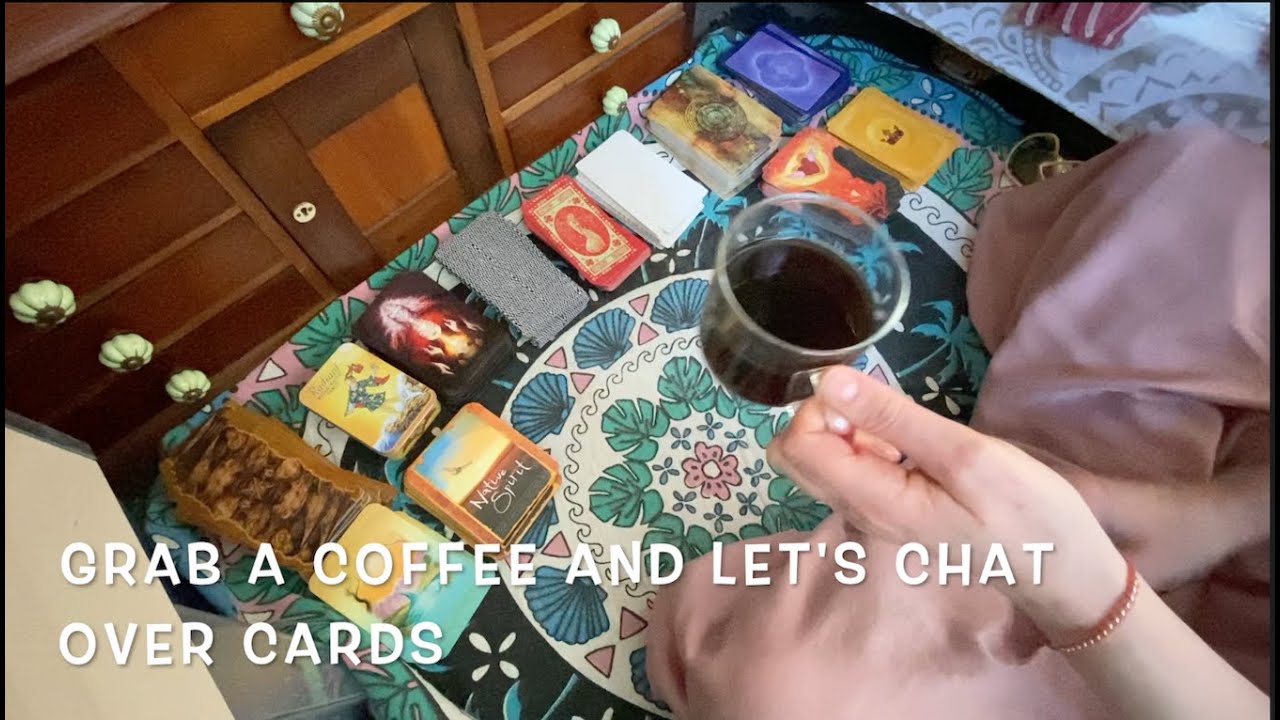 coffee and cards - positive tarot card reading