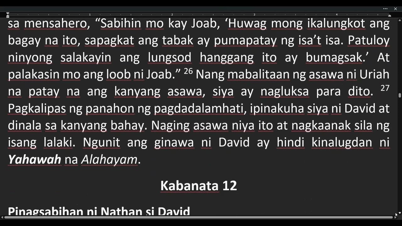2 Samuel 11-16 Ano ang 'perfect crime' na ginawa ni David? Paano naagaw ni Absalom ang kaharian?
